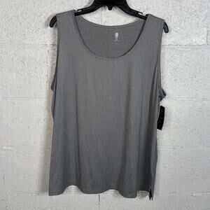 ID Ideology Plus Size Solid Crewneck Tank Top Storm Grey 2X